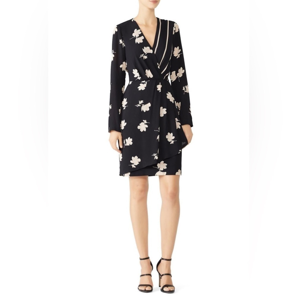 Slate & Willow Black Floral Wrap Dress - Size 8 - RTR - Excellent Condition!